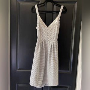 Anthropologie Black and White Striped across-Back Dress, Medium